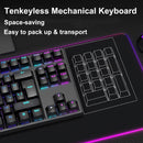 Teclado mecánico SlowBack AK87 cableado, con 87 teclas y retroiluminación RGB vibrante.