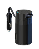 Inversor de corriente NBQ02 para auto, 138W, con enchufe 220V, USB C retráctil, y display de voltaje.