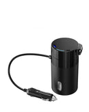 Inversor de corriente NBQ02 para auto, 138W, con enchufe 220V, USB C retráctil, y display de voltaje.