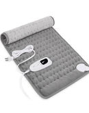 Almohadilla de calor eléctrica SlowBack con controlador digital, suave tela gris, para alivio muscular.