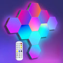 Pack de 6 luces de pared LED hexagonales modernas con control táctil, color blanco.