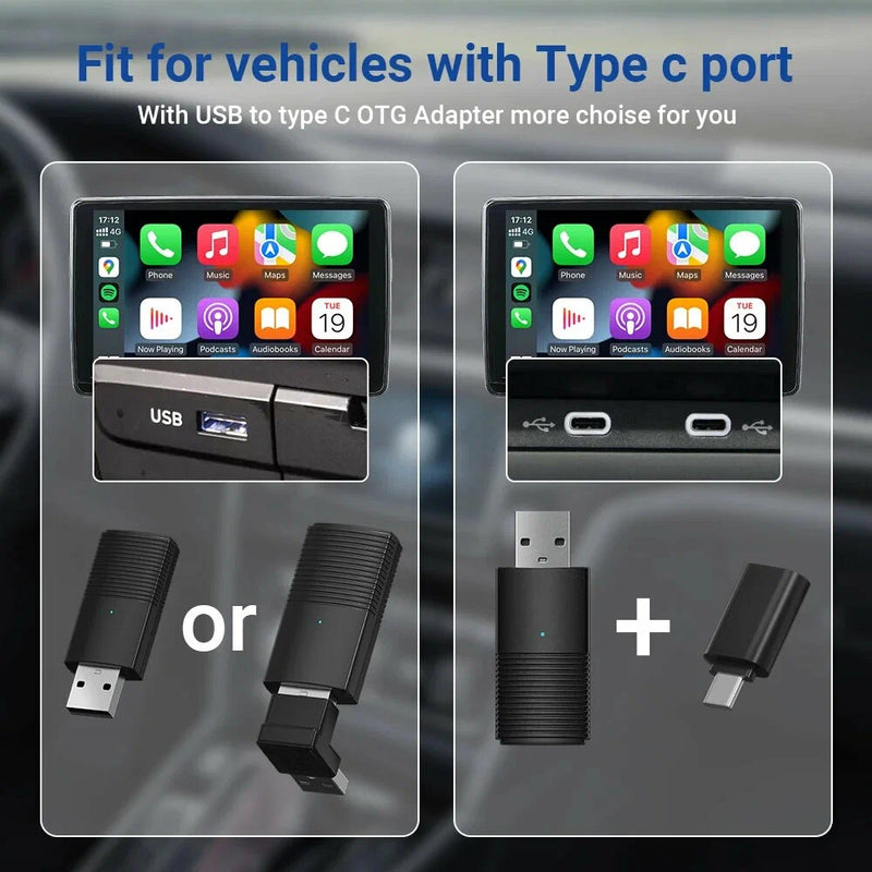 Adaptador Carplay de cable a inalámbrico Bluetooth 5.0 en Guatemala para una experiencia sin cables en tu vehículo.