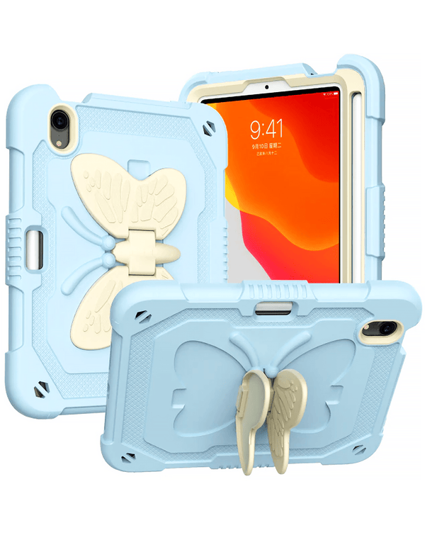 Encuentra la funda protectora Butterfly Stand Design para iPad Mini 6/7 en Guatemala, ideal para proteger tu dispositivo con estilo y practicidad.
