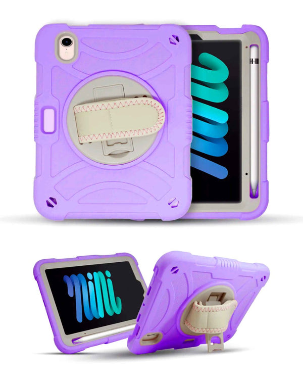 Encuentra la funda heavy duty ajustable a mano con correa para hombro LILAC para iPad Mini 6 / 7 (A17 Pro) en Guatemala, ideal para proteger tu iPad en tu día a día.