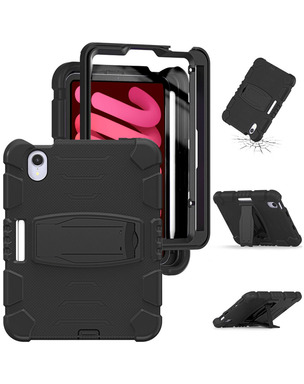 Encuentra la mejor funda de protección completa para tu iPad Mini 6/7 en Guatemala, disponible en color negro.