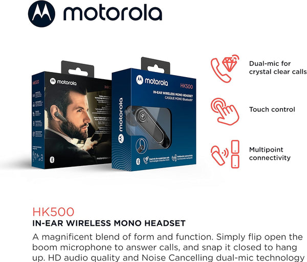 Encuentra auriculares in-ear wireless mono Motorola HK500 Negro en Guatemala en nuestro taller de reparaciones y ventas de accesorios SlowBack.