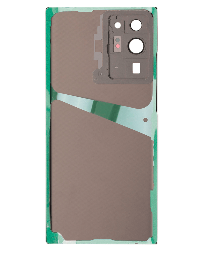 Tapa trasera con lente de cámara y adhesivo para Samsung Galaxy Note 20 Ultra en Guatemala, disponible en color Mystic Black y sin logo.