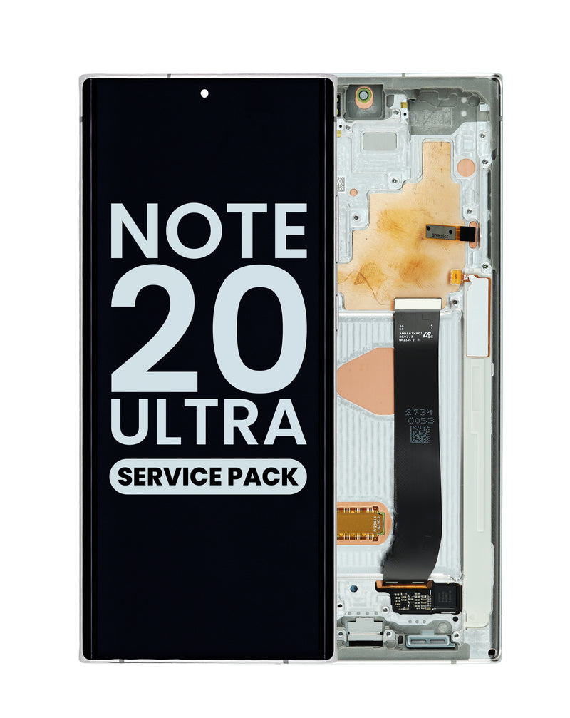 Reparación de pantalla original OLED para Samsung Galaxy Note 20 Ultra en Guatemala con marco en color Mystic White.