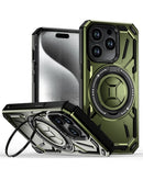 Funda rugged shockproof con portador de anillo incorporado iPhone 12 / 12 Pro (Verde)