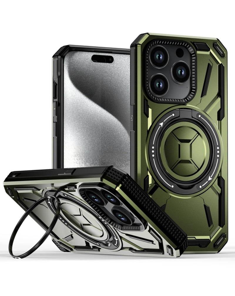 Funda rugged shockproof con portador de anillo incorporado iPhone 12 / 12 Pro (Verde)