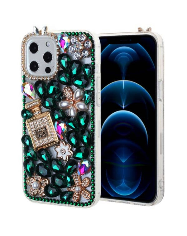 Encuentra la funda dura de silicona Crystal Flower Perfume para iPhone 12/12 Pro en Guatemala, ideal para proteger tu dispositivo con estilo.