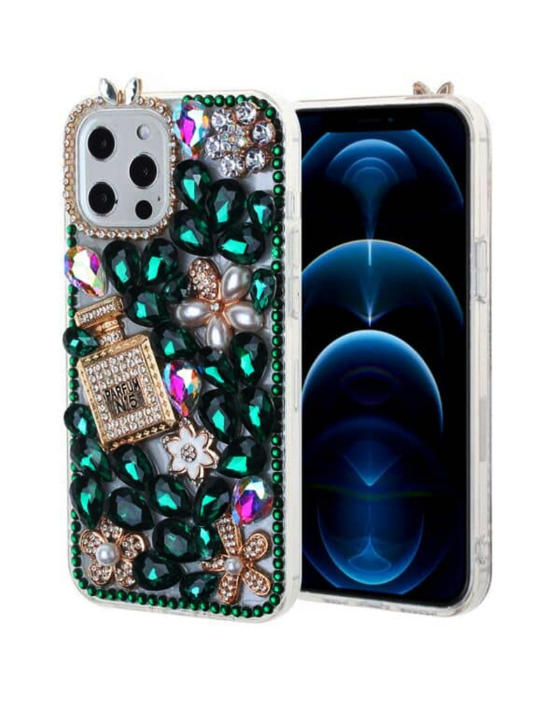 Encuentra la funda dura de silicona Crystal Flower Perfume para iPhone 12/12 Pro en Guatemala, ideal para proteger tu dispositivo con estilo.