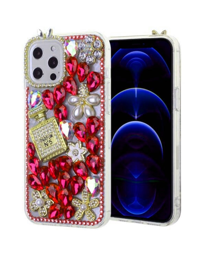 Encuentra la mejor funda rígida de silicona Crystal Flower Perfume Rojo para iPhone 12 en Guatemala.