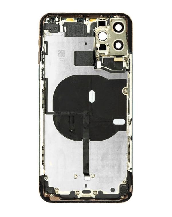 Reparación de Marco Trasero Original OEM en Oro con Componentes Preinstalados para iPhone 11 Pro Max en Guatemala.