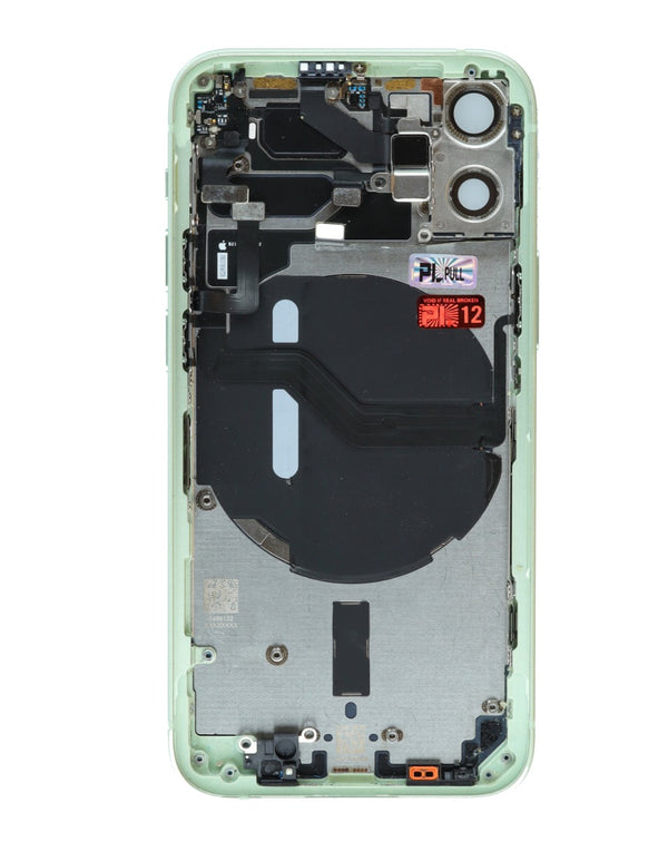 Tapa trasera OEM iPhone 12 Mini con componentes preinstalados en color verde - Encuéntrala en Guatemala para reparaciones de iPhone.