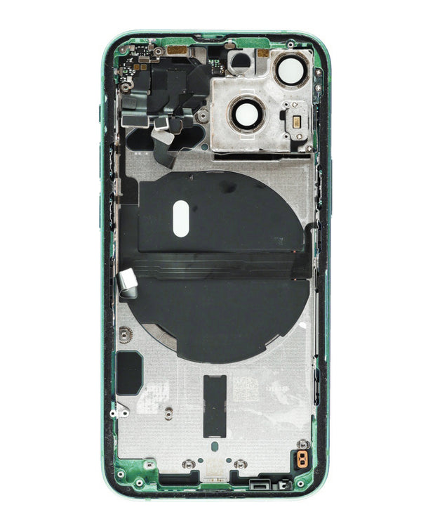 Marco trasero con componentes pequeños preinstalados para iPhone 13 Mini en Guatemala.