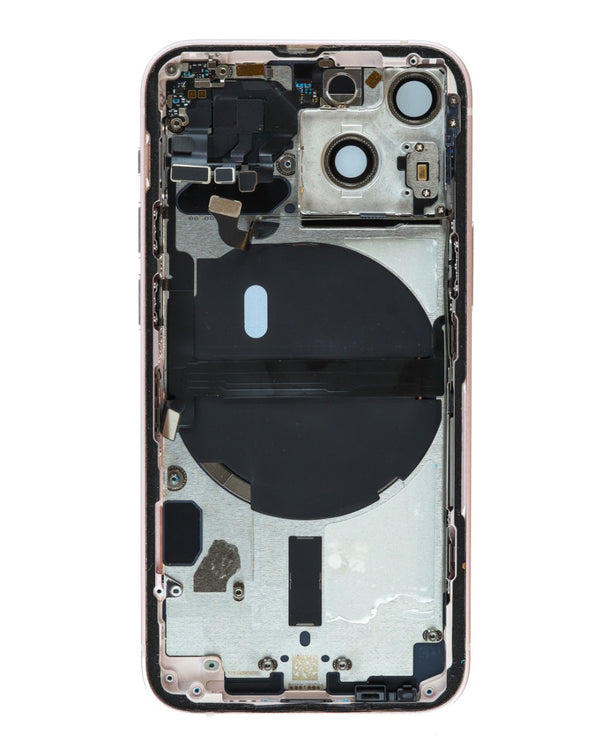 Compra en Guatemala el marco de tapa trasera con pequeños componentes preinstalados para iPhone 13 Mini en color rosa.