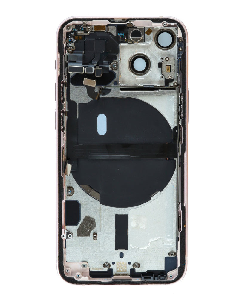 Compra en Guatemala el marco de tapa trasera con pequeños componentes preinstalados para iPhone 13 Mini en color rosa.