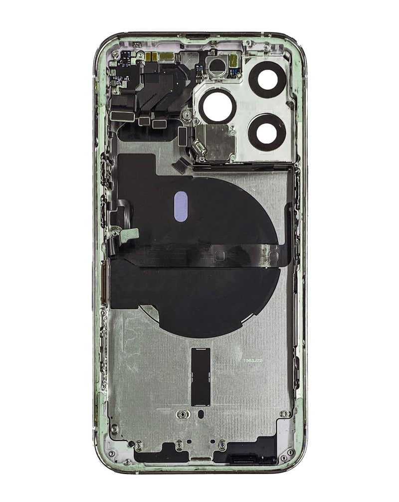 Encuentra el chasis verde con partes preinstaladas para iPhone 13 Pro en Guatemala, ideal para reparaciones profesionales.