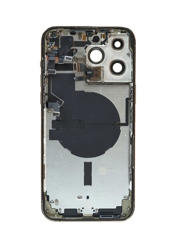 Encuentra tapas traseras OEM en color oro para iPhone 14 Pro Max con componentes preinstalados en Guatemala.