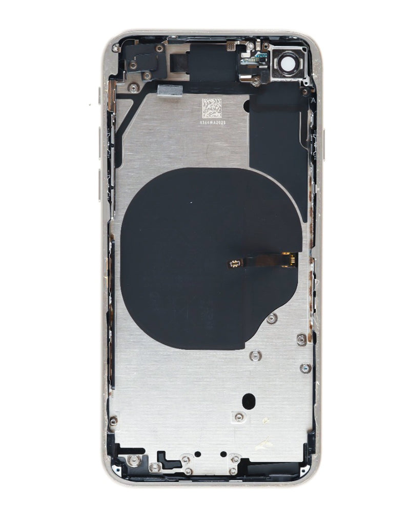 Encuentra la mejor carcasa trasera blanca con componentes preinstalados para iPhone SE en Guatemala a precios de mayorista para reparaciones.