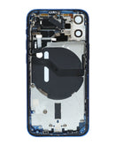 Reparación de carcasa trasera para iPhone 12 Mini con elementos preinstalados en Guatemala.