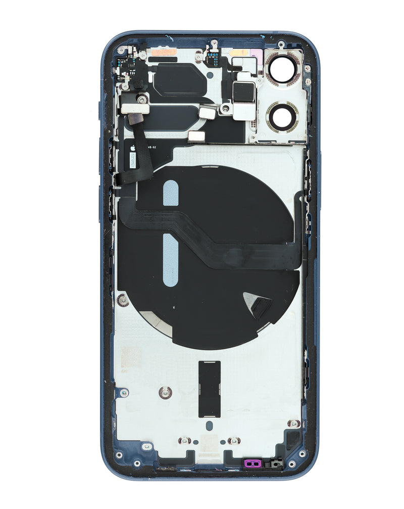Encuentra la carcasa preinstalada de color azul para iPhone 12 Mini en Guatemala, en nuestro stock de piezas pequeñas para reparaciones.