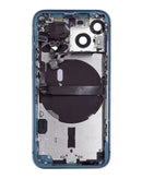 Estructura preinstalada de iPhone 13 Mini (AZUL) ideal para reparaciones en Guatemala, disponibles en mayorista de componentes Apple con piezas pequeñas ya instaladas.