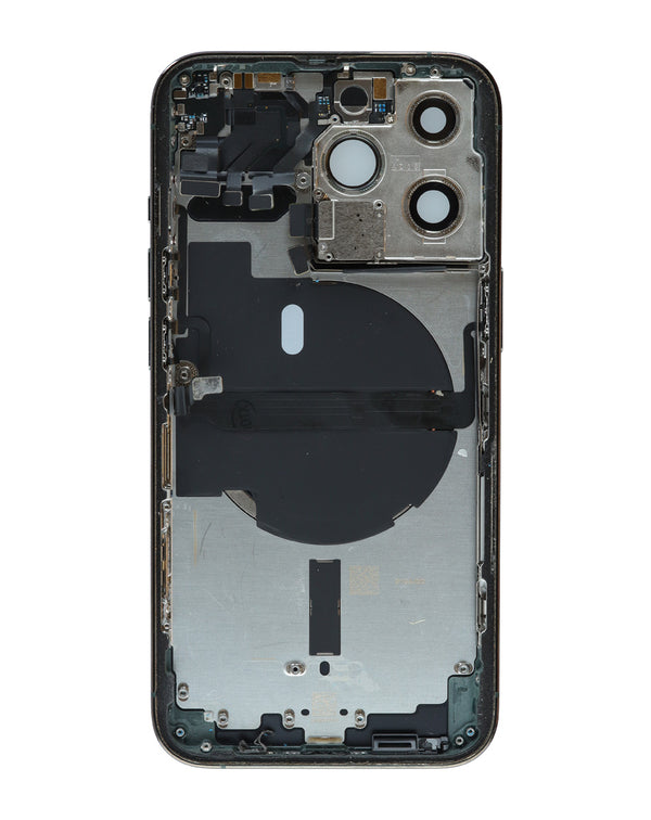 Tapa trasera con componentes preinstalados para reparaciones de iPhone 13 Pro en Guatemala.