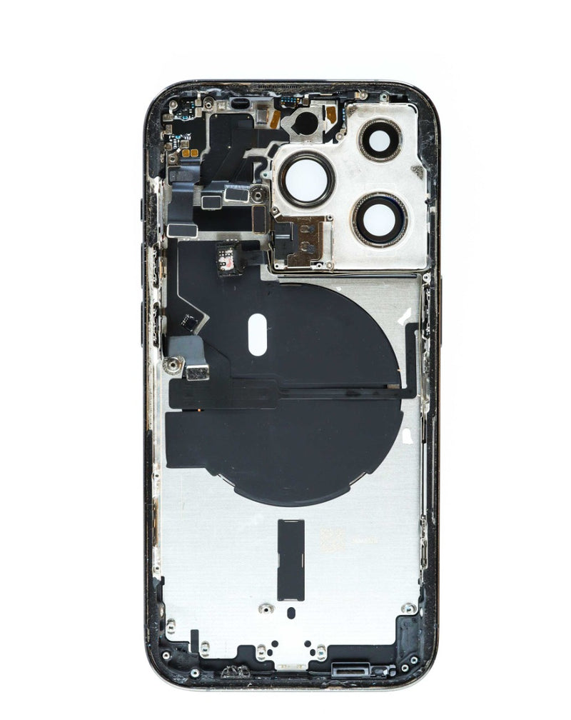 Encuentra tapas traseras con componentes preinstalados para iPhone 14 Pro en Guatemala, distribuidas por mayoristas con etiqueta OEM.