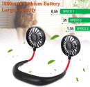 Ventilador de cuello portátil WINDFLEX negro, manos libres, diseño ergonómico y silencioso para máxima comodidad.