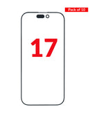 Vidrio frontal con OCA para iPhone 17, pack de 10 unidades, ideal para reparaciones en Guatemala.