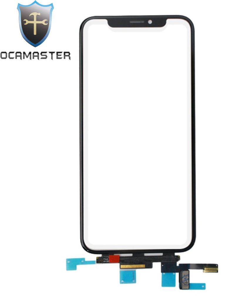Encuentra el vidrio frontal iPhone X OCA Master con marco, short touch y OCA preinstalado en Guatemala para reparaciones a mayoristas y talleres especializados.