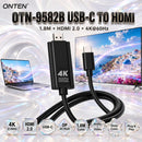Cable Onten Type-C a HDTV, negro, conecta dispositivos a pantallas 4K@60Hz. Ideal para accesorios celular y reparación electrónica.
