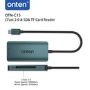 Encuentra el lector de tarjetas Onten 3in1 CF/SD/microSD USB C en Guatemala para tus necesidades de transferencia de archivos en talleres de tecnología y mayoristas de accesorios electrónicos.