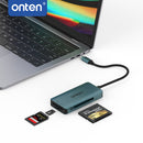 Encuentra el lector de tarjetas Onten 3in1 CF/SD/microSD USB C en Guatemala para tus necesidades de transferencia de archivos en talleres de tecnología y mayoristas de accesorios electrónicos.