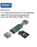 Encuentra el lector de tarjetas USB 2.0 2in1 Onten en Guatemala para tus necesidades de accesorios de electrónica.