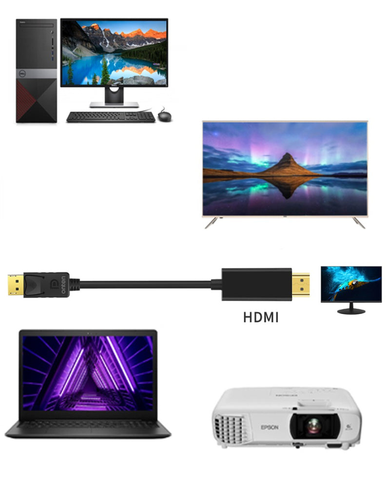 Encuentra el cable DP macho a HDMI de 6ft de la marca Onten en Guatemala para tus necesidades de conexión de alta calidad.