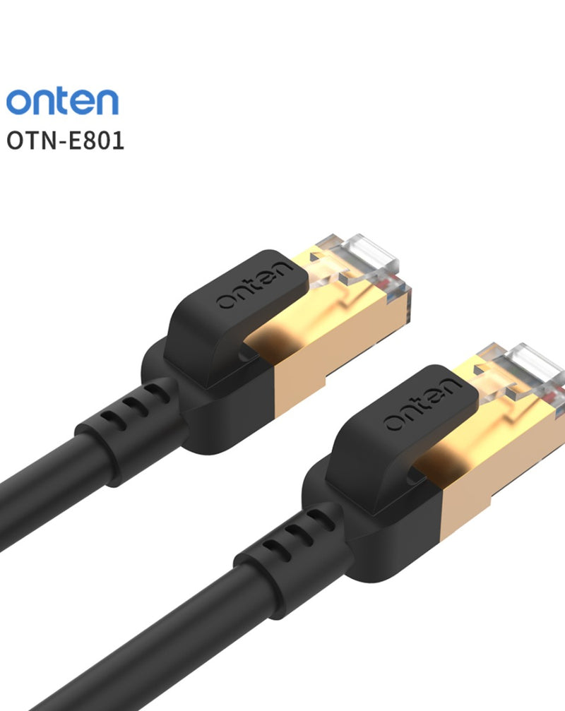 Venta al por mayor de Cable Ethernet CAT8 de la marca Onten en color negro de 1 metro en Guatemala.