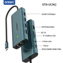 Docking Station Onten (3x USB A / 2x USB-C / 4K@60Hz / SD Card Reader)