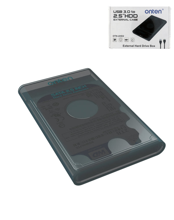 Encuentra la caja HDD 2.5 de la marca Onten para reparaciones de discos duros en Guatemala.
