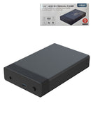 Encuentra la caja externa USB 3.0 de 3.5 Onten para discos duros SATA/HDD/SSD en Guatemala, ideal para mayoristas y talleres de reparación.