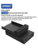Encuentra la caja externa USB 3.0 de 3.5 Onten para discos duros SATA/HDD/SSD en Guatemala, ideal para mayoristas y talleres de reparación.