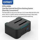Onten Dual Bay docking de discos duros externos (Soporta 2.5'' y 3.5'')