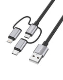 Encuentra el cable de carga Onten 3in1 de aluminio USB A a C + M + L de 3 pies en Guatemala para reparaciones y mayoristas.