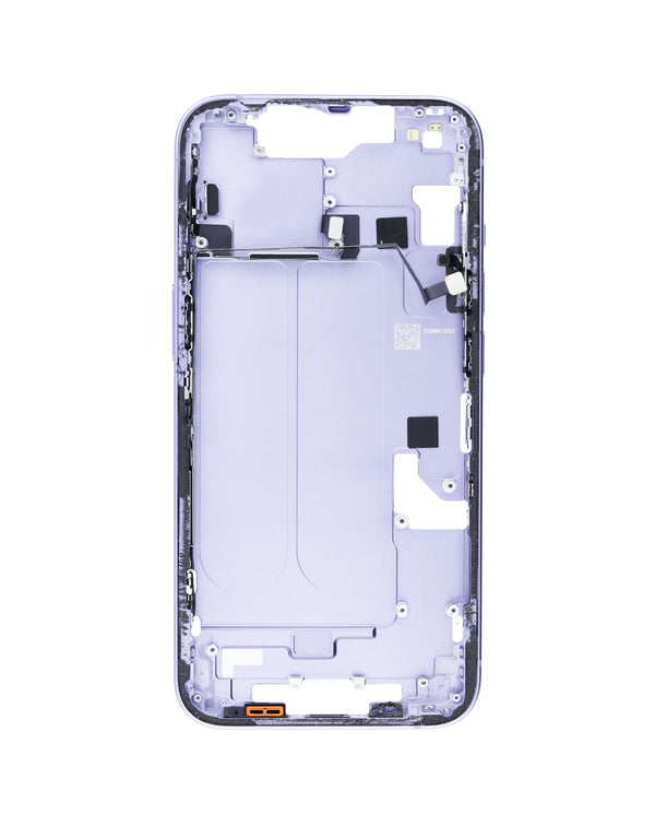 Middle Frame en color morado para iPhone 14 disponible en Guatemala para reparaciones y componentes iPhone.