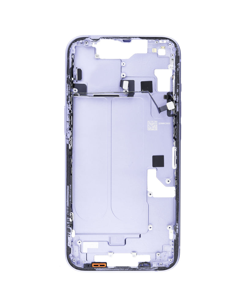 Middle Frame en color morado para iPhone 14 disponible en Guatemala para reparaciones y componentes iPhone.