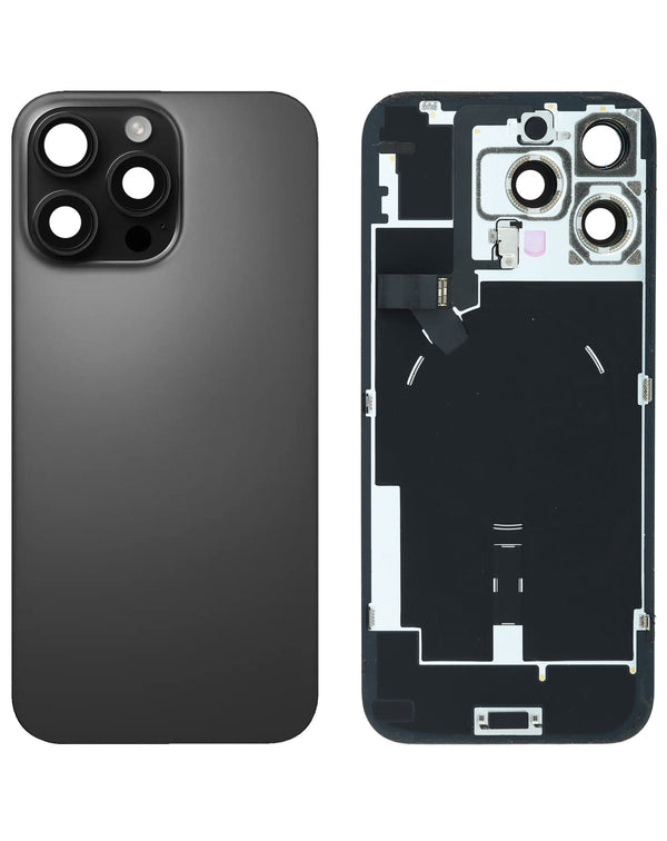 Encuentra tapa trasera original con marco y flex cable NFC para iPhone 16 Pro Max en Guatemala con carga inalámbrica y imán MagSafe.