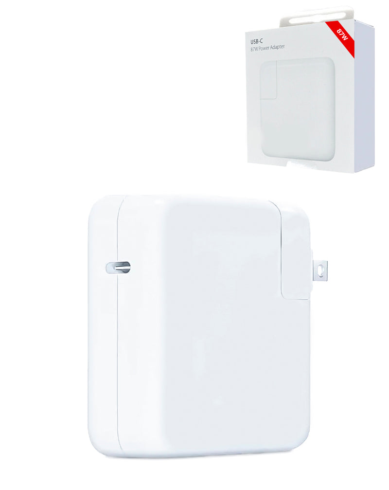 Encuentra el adaptador cargador original de 87W USB C para Macbook en Guatemala, ideal para reparaciones y ventas al por mayor.