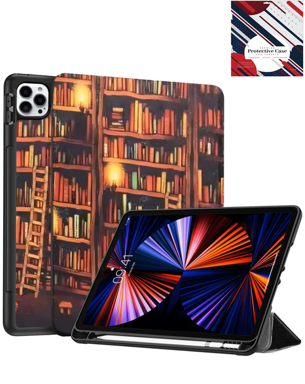 Encuentra la funda Library de diseño de notebook antiguo para iPad Air 13 2024/ Pro 12.9 (3rd/4th/5th/6th) en Guatemala, ideal para proteger tu dispositivo con estilo.